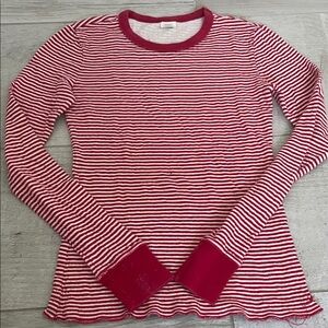 American Eagle Outfitters Red and White Striped Long Sleeve Tee